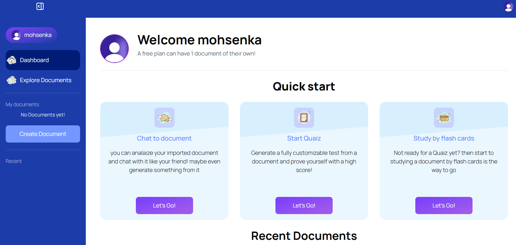 Quaiz application screen